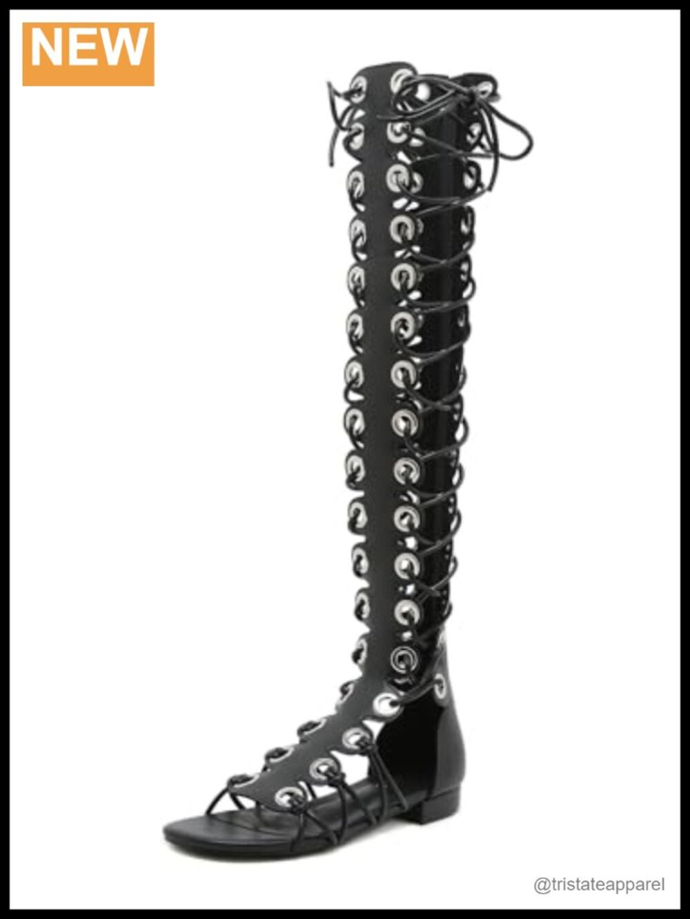 Women's Peep Toe Lace Up Gladiator Sandals Cross-Tied Flat Heel Over The Knee